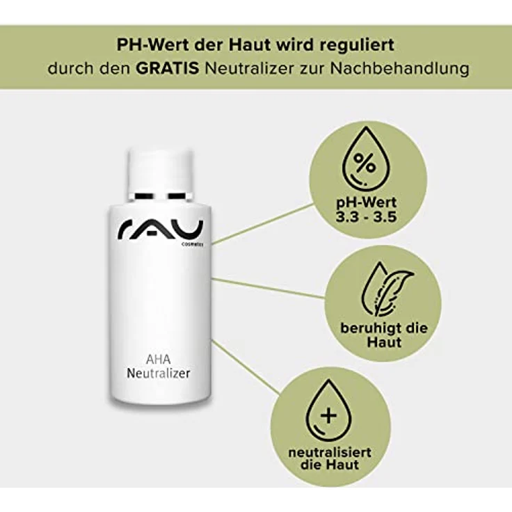 RAU Cosmetics AHA + 2% BHA Fruchtsäurepeeling Fruit Acid Peeling 100 ml - Skincare Peeling gegen Mitesser, Unreine, Reife Trockene Haut & bei Neurodermitis - Mandelsäure, Salicylsäure & Lactobionsäure – Bild 5