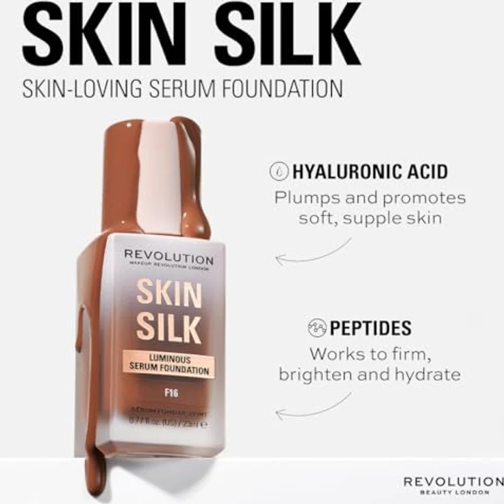 Revolution Beauty London Skin Silk Serum Foundation, Light to Medium Coverage with Hyaluronic Acid, F10.5 Golden Warm, 23ml – Bild 5