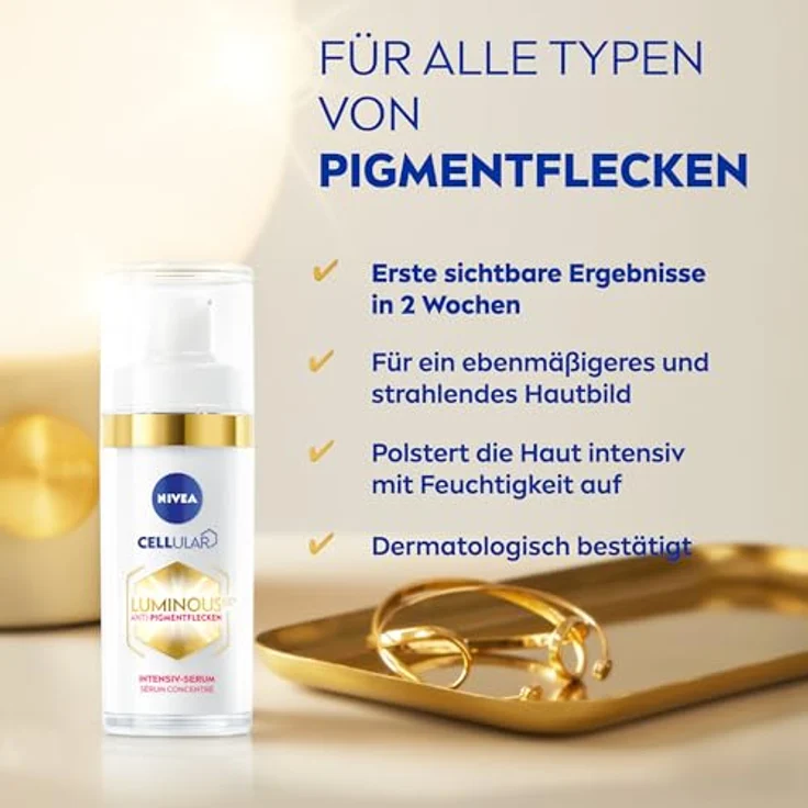 NIVEA Cellular LUMINOUS630® Anti-Pigmentflecken Intensiv-Serum (30ml), Gesichtspflege mit Hyaluronsäure für einen ebenmäßigeren und strahlenden Teint, Serum gegen Pigmentflecken – Bild 2