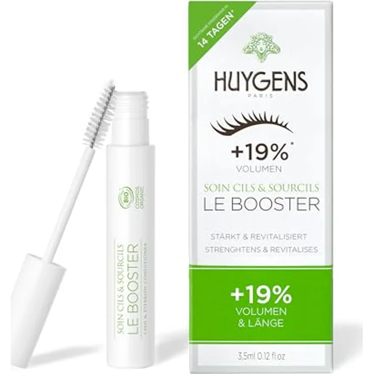 HUYGENS Wimpernserum & Augenbrauenserum, Conditioner mit Bio-Rizinusöl, klinisch bestätigte Wirkung: +19% Dichte & Länge, 99% natürlich, 3,5 ml