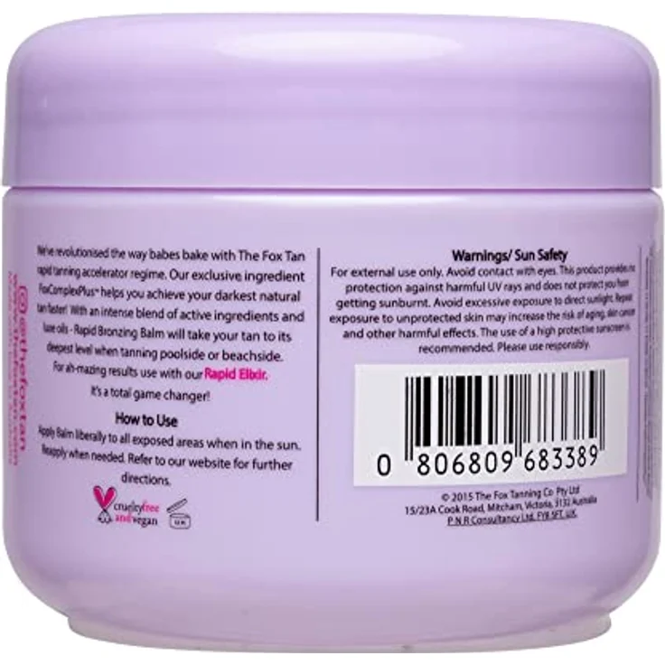 The Fox Tan - Bräunungsbeschleuniger - Rapid Bronzing Balm - ohne Selbstbräuner für den Körper, Bräunungscreme mit Kakaobutter für intensive Bräune, 150 ml – Bild 2