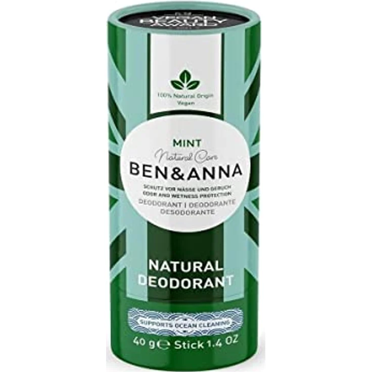 BEN&ANNA veganes Papertube Deo MINT | zertifizierte Naturkosmetik Deocreme | plastikfreies Deodorant 40g – Bild 1