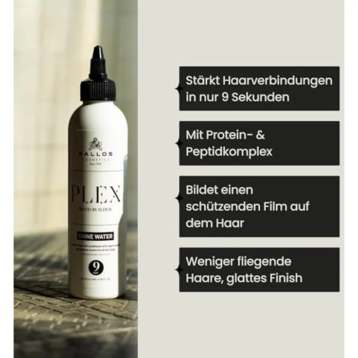 Kallos Plex Bond Builder Shine Water Express Conditioner, 200 ml - Pflanzenprotein- und Peptidkomplex, stärkt und schützt Haarfasern – Bild 3