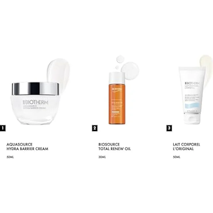 Biotherm Aquasource Hydra Barrier Cream Geschenkset, schützende Gesichtscreme 50 ml, reinigendes Schaum-Öl 30 ml, feuchtigkeitsspendende Bodylotion 50 ml – Bild 3