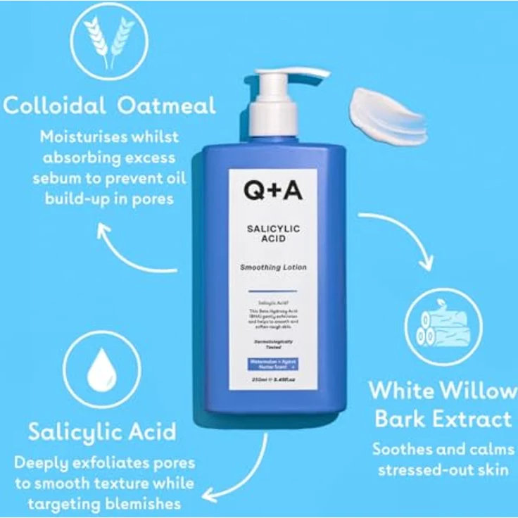 Q+A Salicylsäure Glättende Lotion, BHA Hautpeeling zur Bekämpfung von Unreinheiten, beruhigende Formel mit Wassermelonen-Duft, 250ml – Bild 5