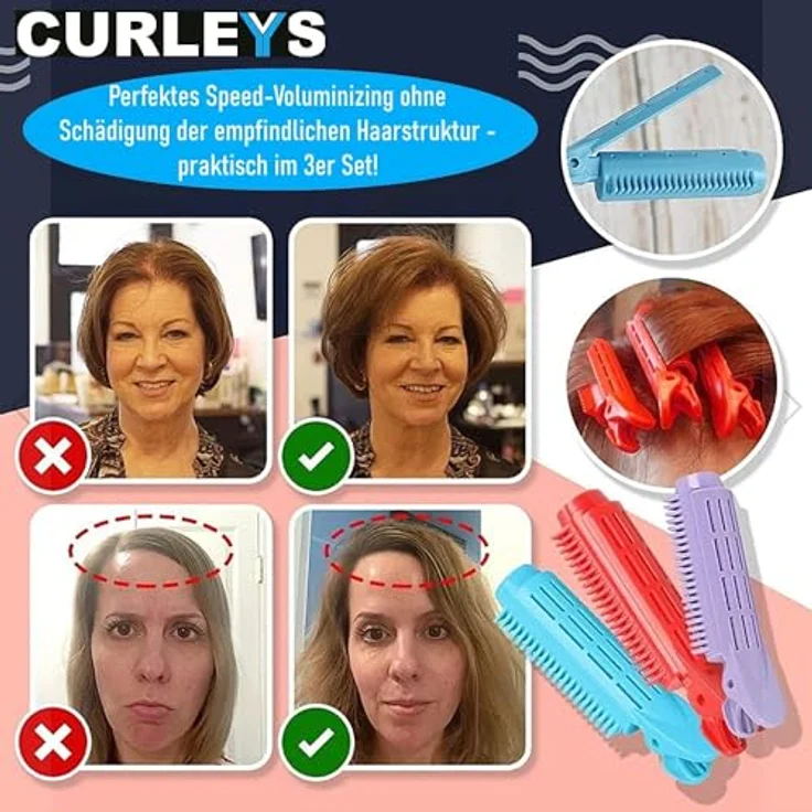 CURLEYS Hair Voluminizing Clips Haarwurzelclips Lockenwickler, Haar Volumen Clip Roller Haarklammer Haarklemme [3er Set] – Bild 3