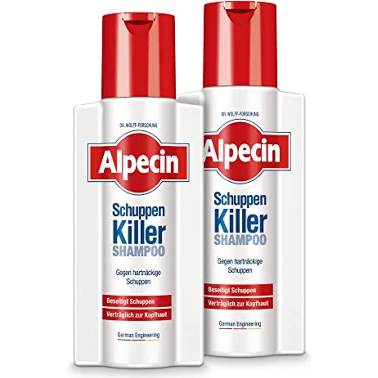Alpecin Schuppen-Killer Shampoo, 2 x 250 ml, Anti-Dandruff-Shampoo für Männer, effektiv gegen Schuppen und Haarausfall, sanft zur Kopfhaut