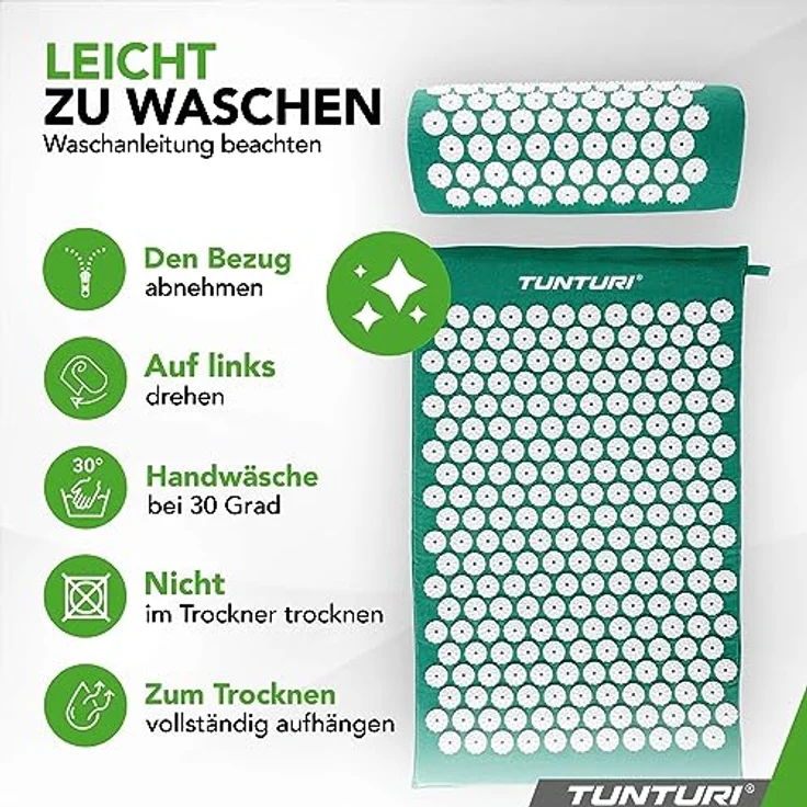 Tunturi Akupressurmatte 2in1 mit Kopfkissen, schmerzlindernd, aus hautfreundlicher Baumwolle, waschbar, inkl. Tragetasche – Bild 7