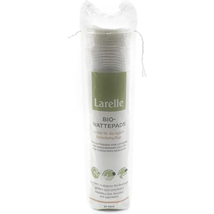 Larelle Bio-Wattepads rund, 80 Stück, GOTS Ecocert, ca. Ø57 mm, perfekt für die tägliche Schönheitspflege