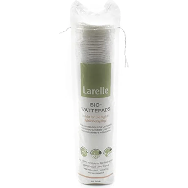 Larelle Bio-Wattepads rund, 80 Stück, GOTS Ecocert, ca. Ø57 mm, perfekt für die tägliche Schönheitspflege – Bild 1