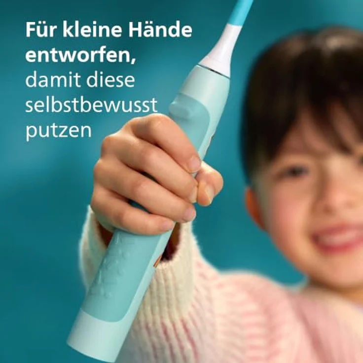 Philips Sonicare For Kids HX6500/23, Wiederaufladbare Schallzahnbürste für Kinder, weich, ergonomisch, türkis, 4 x 30 sec Putzzeit – Bild 8