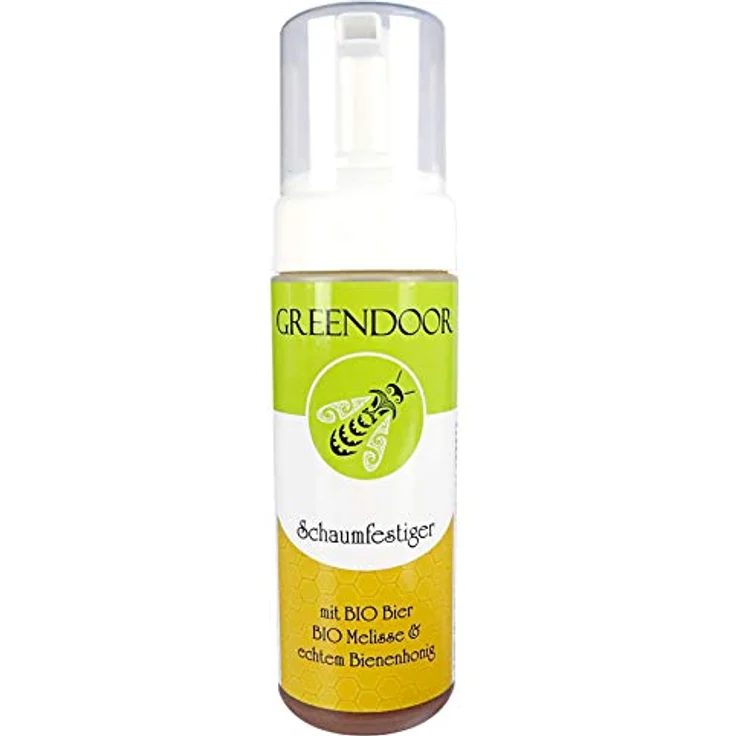 GREENDOOR Bio Schaumfestiger 150ml, Volumen Kraft & Pflege, perfekt gestyltes natürliches Haar mit BIO Bier & Melisse & Honig, Naturkosmetik Haarpflege ohne Silikone Parabene – Bild 1