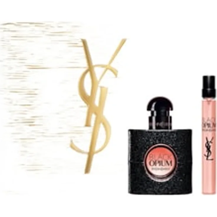 Yves Saint Laurent Black Opium 30 ml Eau de Parfum Xmas Set, Damen-Duftset mit 10 ml Reisegröße, gebürstetes Gold