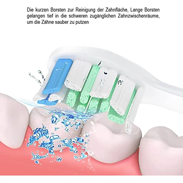 aismaili 8 Stücke Ersatzbürsten für Philips Sonicare, 4 schwarze und 4 weiße Zahnbürstenköpfe mit Hoch-Tief-Borsten und praktischen Erinnerungsborsten – Bild 2