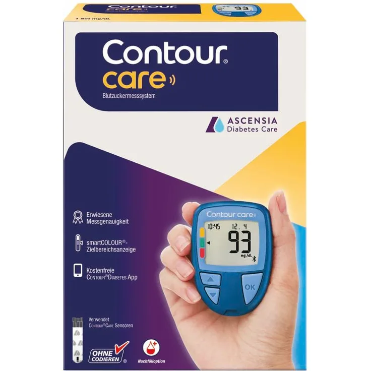 CONTOUR Contour Care Set Blutzuckermesssystem mg/dl, Präzises Messgerät zur Blutzuckerüberwachung, 1 St. Gerät