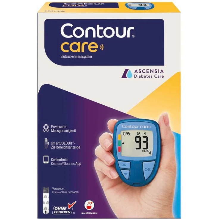 CONTOUR Contour Care Set Blutzuckermesssystem mg/dl, Präzises Messgerät zur Blutzuckerüberwachung, 1 St. Gerät