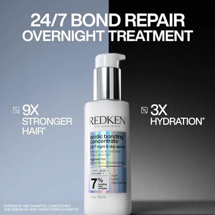 Redken Pflegendes Bonding Serum, Regeneriert, schützt vor täglichen Schäden und stärkt das Haar, Vegan, Acidic Bonding Concentrate 24/7 Night & Day Serum, 1 x 45 ml – Bild 4
