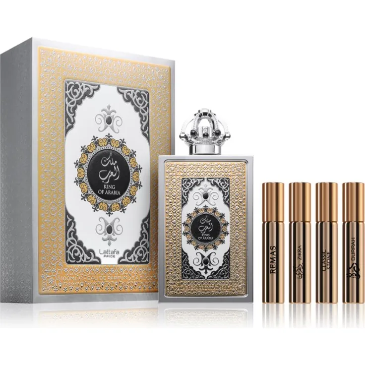 Lattafa King Of Arabia, Eau de Parfum für Herren, 100 ml, orientalischer Holz- und Lederdüft, ideal für kühles Wetter und besondere Anlässe