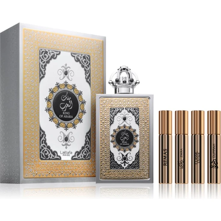 Lattafa King Of Arabia, Eau de Parfum für Herren, 100 ml, orientalischer Holz- und Lederdüft, ideal für kühles Wetter und besondere Anlässe