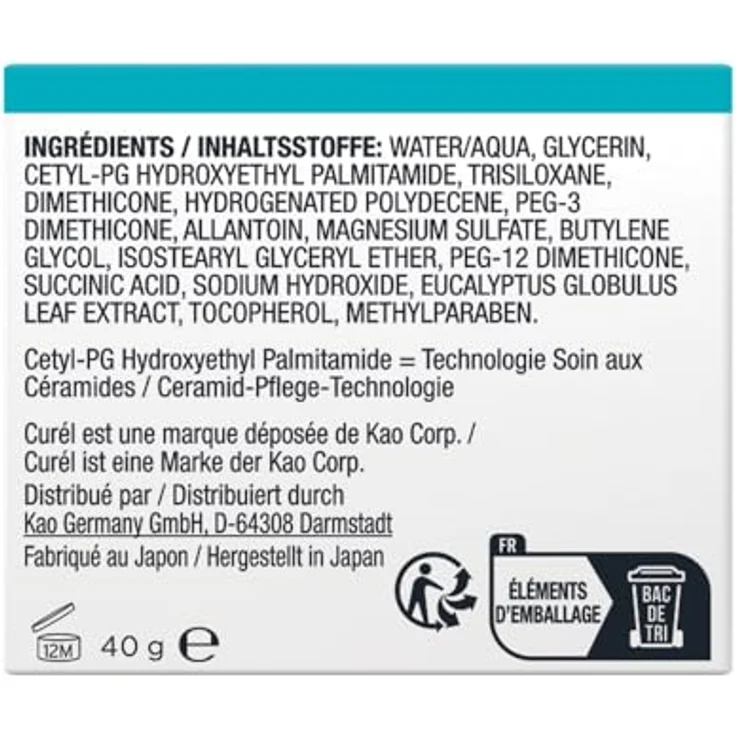 Kao Curél Intensive Feuchtigkeits-Gesichtscreme, 40g für trockene, empfindliche Haut - Nährt intensiv mit Ceramiden, frei von Duftstoffen – Bild 3