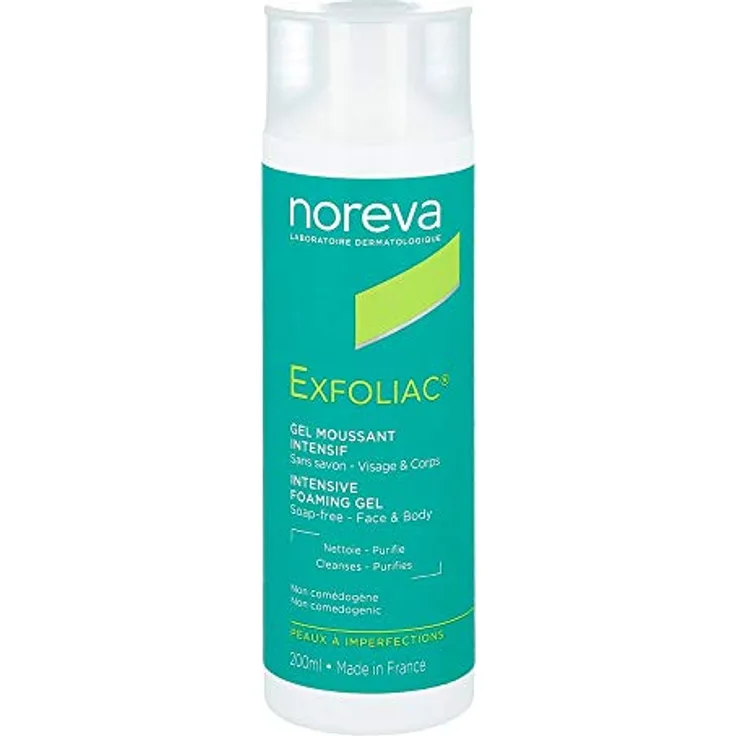 Noreva Exfoliac Reinigungsgel 200 ml, für fettreiche, unreine Haut, Mischhaut, Hemmt die Bakterienbildung