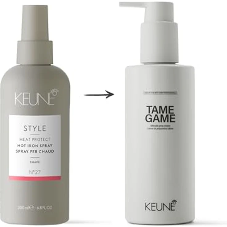 Keune Style Heat Protect Tame Game Ultimate Prep Cream, 200ml, schützt bis 230 °C, spendet Feuchtigkeit und bändigt Locken – Bild 5