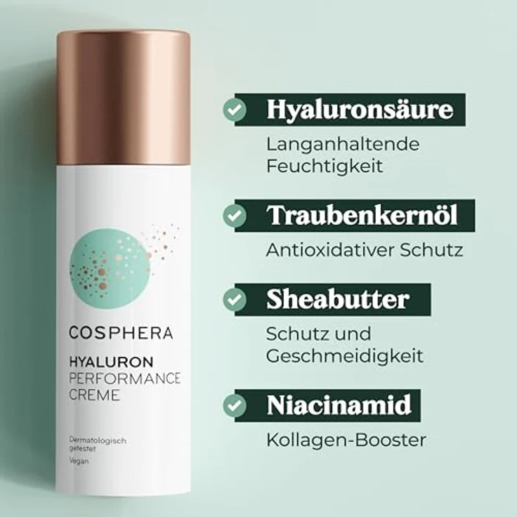 Cosphera Hyaluron Performance Creme 50 ml mit feuchtigkeitsspendender Wirkung für trockene Haut – Bild 2