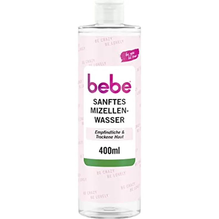 bebe Sanftes Mizellenwasser (400 ml), revitalisierendes Mizellen Reinigungswasser mit Rosenwasser, entfernt selbst wasserfestes Make-Up