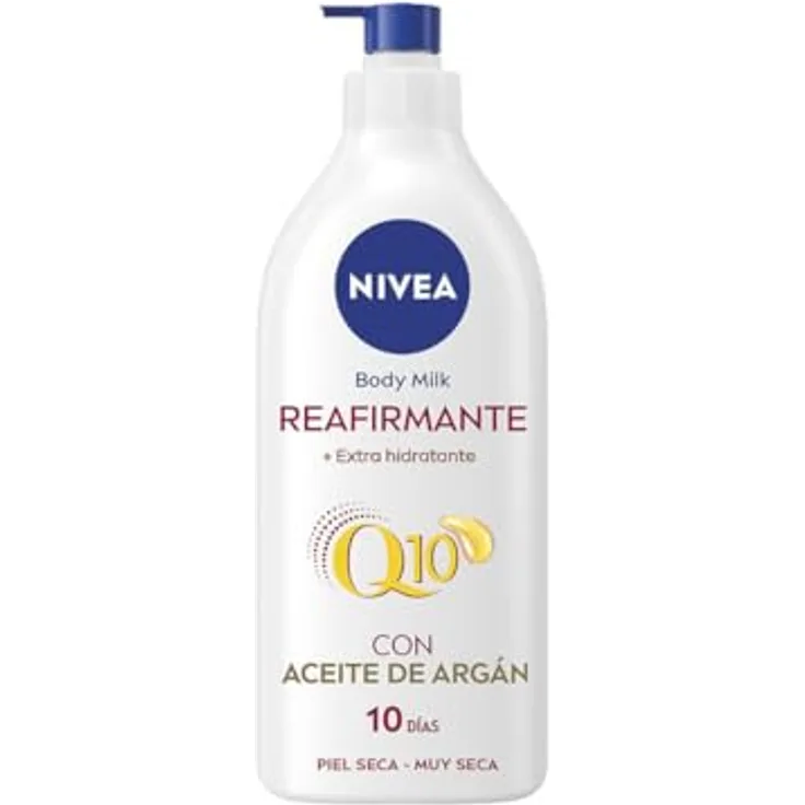 NIVEA Q10 Arganöl Body Milk Straffend + Extra Feuchtigkeitsspendend (400 ml), straffende Körperlotion für trockene Haut, pflegende Körpercreme