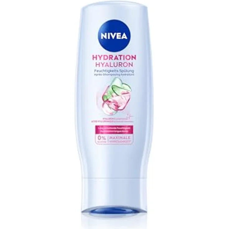 NIVEA Hydration Hyaluron Feuchtigkeits-Spülung 200 ml, Conditioner mit Hyaluron & Gurkenextrakt für strahlenden Glanz & Spannkraft, vegan