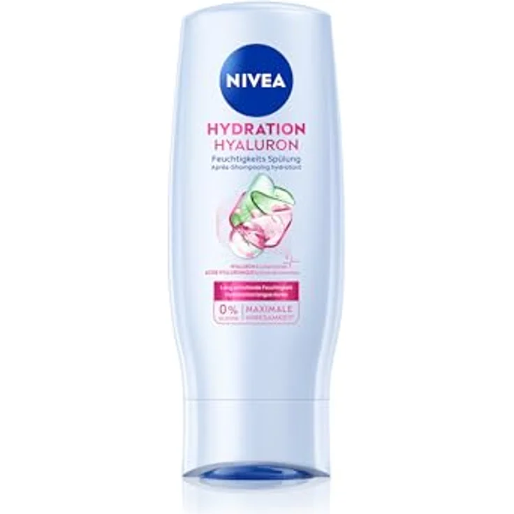 NIVEA Hydration Hyaluron Feuchtigkeits-Spülung 200 ml, Conditioner mit Hyaluron & Gurkenextrakt für strahlenden Glanz & Spannkraft, vegan – Bild 1