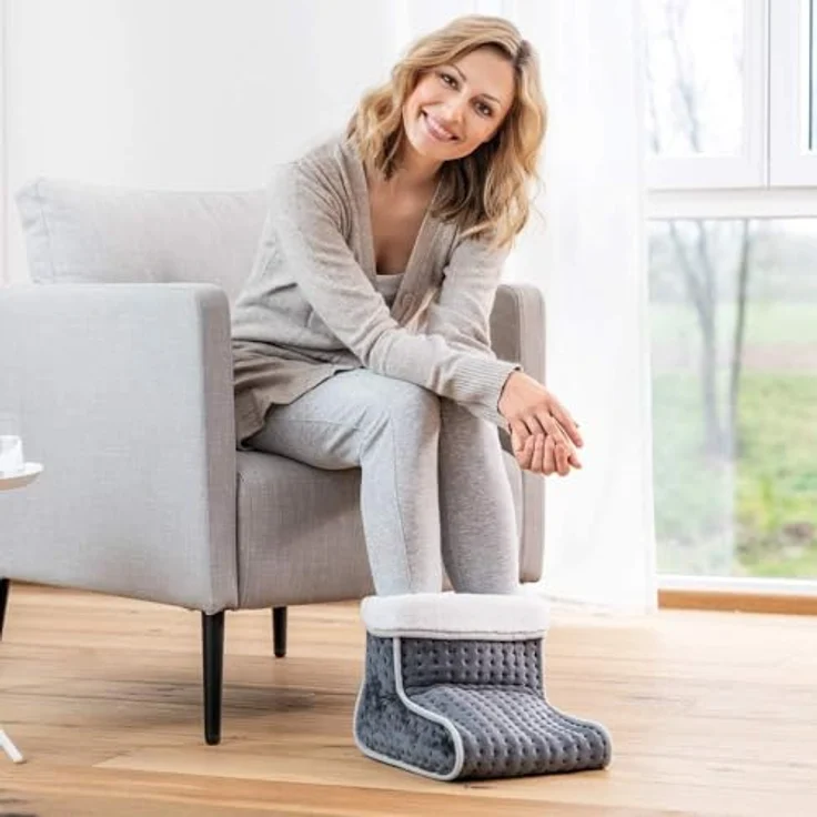 Beurer FW 20 Cosy Fußwärmer, elektrische Fußheizung mit 3 Temperaturstufen und Abschaltautomatik, Maschinenwaschbar, grau – Bild 3