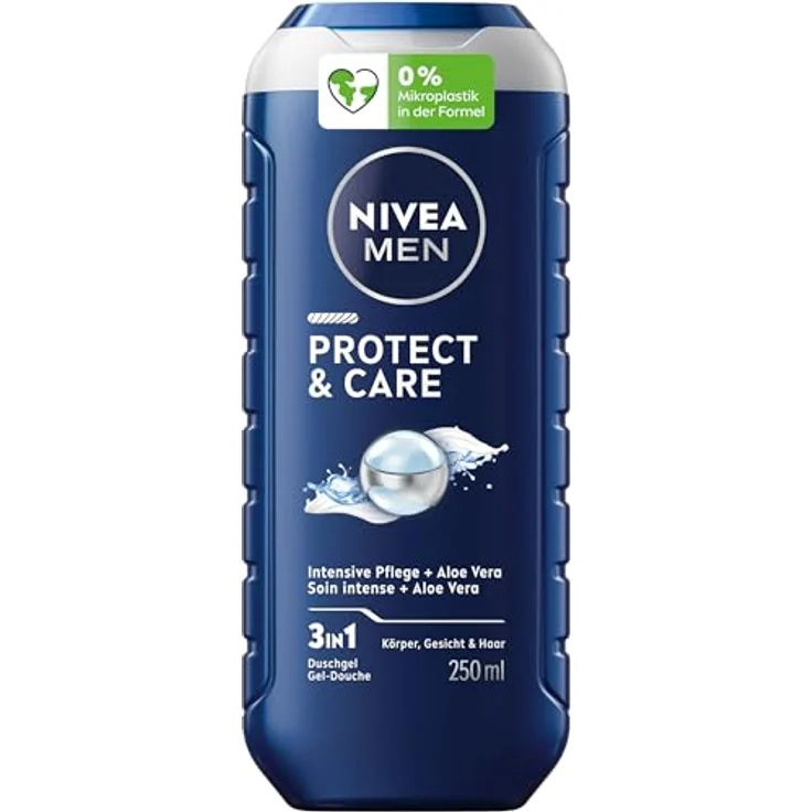 NIVEA MEN Protect & Care Duschgel, pH-hautneutrale Pflegedusche mit Aloe Vera für Körper, Gesicht und Haar, 250 ml – Bild 1