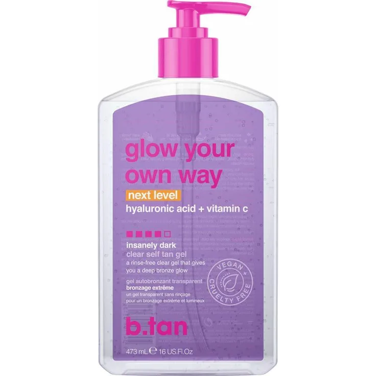 B.Tan Glow Your Own Way NEXT LEVEL Tan Gel, selbstbräunendes Gel mit Hyaluronsäure und Vitamin C, 473 ml