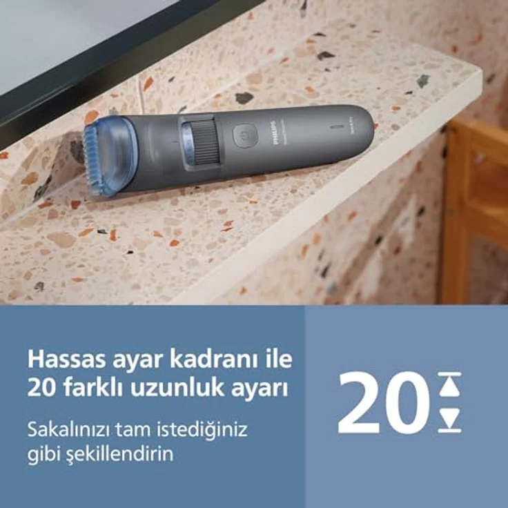 Philips Series 3000 BT3617/15, Bartschneider mit selbstschärfenden Klingen, wasserfester Ausführung, Schnittlängeneinstellungen, Verwendung mit oder ohne Kabel – Bild 6