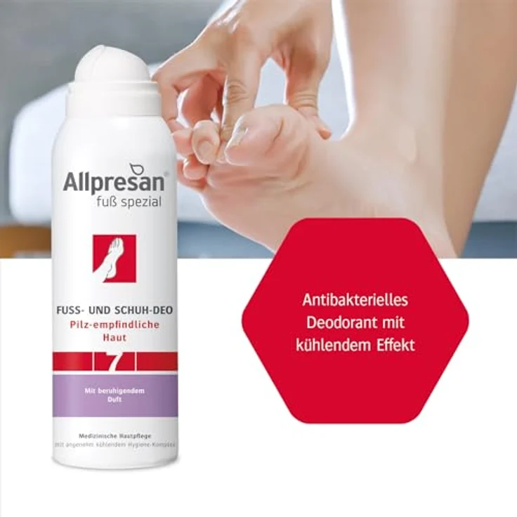 Allpresan Fußspray spezial Nr. 7, antibakterielles Fuß- und Schuh-Deo mit kühlendem Frische-Komplex, 125ml – Bild 3