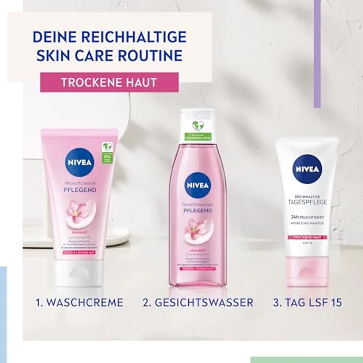 NIVEA Pflegendes Gesichtswasser für trockene und sensible Haut mit Mandelöl,  veganer Toner, spendet intensive Feuchtigkeit (200 ml) – Bild 5