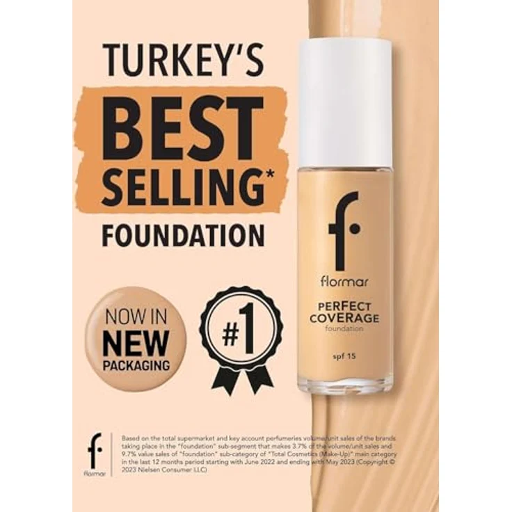 Flormar Perfect Coverage Foundation, 30 ml, matte Textur mit hoher Deckkraft für einen makellosen Teint, Farbton SOFT BEIGE – Bild 5
