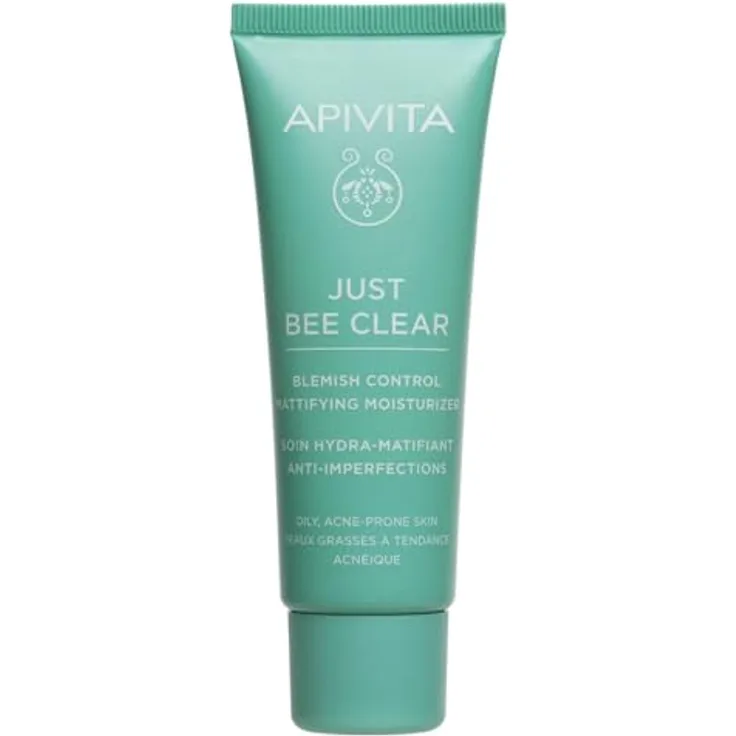 Apivita Just Bee Clear Blemish Control Mattifying Moisturizer, Gel-Creme für fettige Haut, Akne & Unreinheiten, 40ml mit patentiertem Propolis AMC & pflanzlicher Salicylsäure