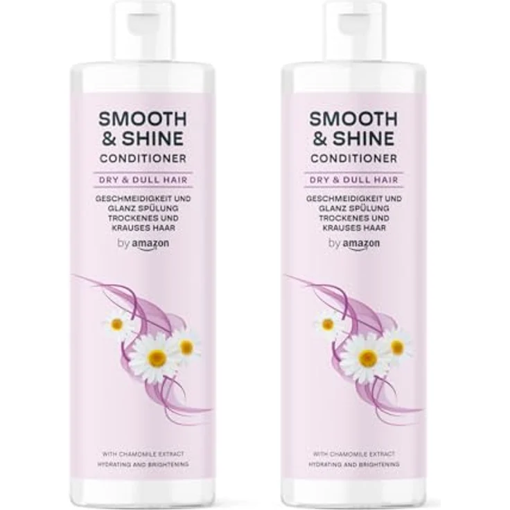 by Amazon Geschmeidiger und Glänzender Conditioner, 2 x 300 ml, feuchtigkeitsspendend für trockenes Haar, vegane Rezeptur, dermatologisch – Bild 1