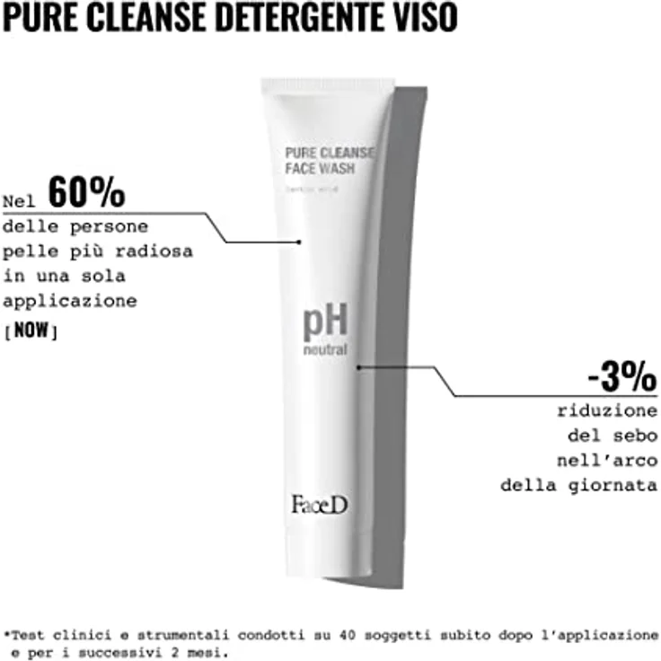 FaceD Pure Cleanse Aufhellende und talgnormalisierende Gesichtsreinigung mit Glyzerin und Milchsäure, 125 ml - Mattierend und talgausgleichend – Bild 3