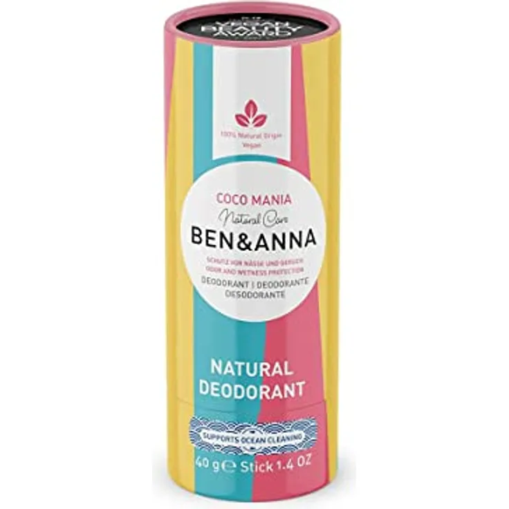 BEN&ANNA veganes Papertube Deo COCO MANIA | zertifizierte Naturkosmetik Deocreme | plastikfreies Deodorant 40g