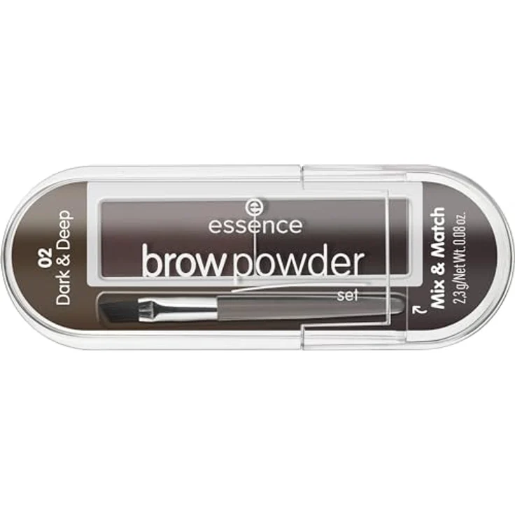 essence cosmetics brow powder set Nr. 02 dark ; deep, definierend, matt, vegan, 2 Braun-Töne (2,3g) – Bild 1