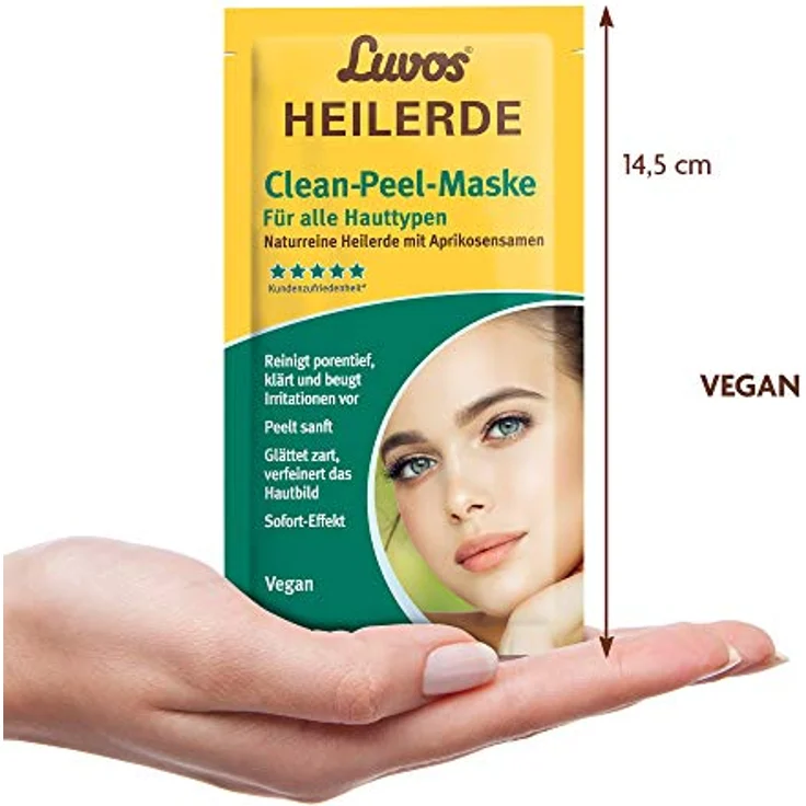 Luvos Heilerde Clean-Peel-Maske, 2-in-1 Pflege mit Aprikosensamen, 2 x 7,5 ml, für jeden Hauttyp, vegan, tierversuchsfrei – Bild 3