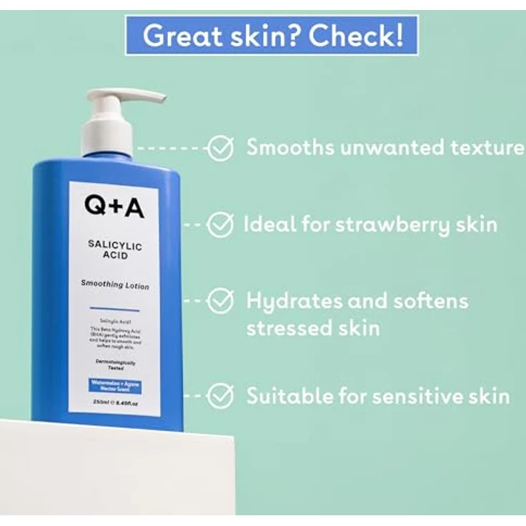 Q+A Salicylsäure Glättende Lotion, BHA Hautpeeling zur Bekämpfung von Unreinheiten, beruhigende Formel mit Wassermelonen-Duft, 250ml – Bild 3
