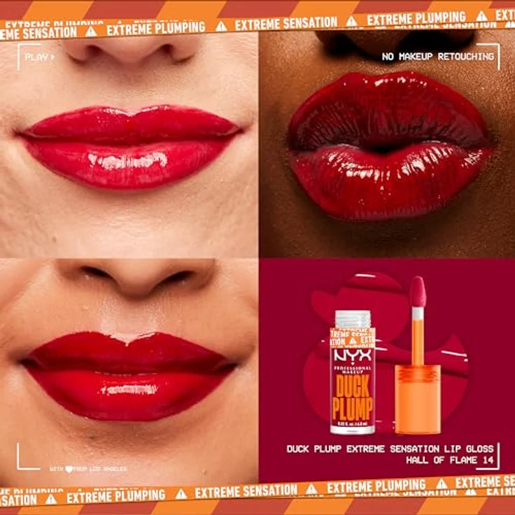 NYX Professional Makeup Duck Plump Lipgloss, vergrößernder Effekt, Farbton 14 Hall Of Flame, 7 ml – Bild 3