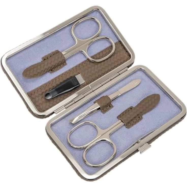 Windrose Corbello Nagelpflegegerät, Maniküre-Set in Mocca mit Nagelfeile, Pinzette und 2 Scheren, 11 cm – Bild 6