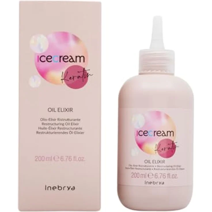 Inebrya Ice Cream Keratin Oil Elixir - Restrukturierendes Öl Elixir 200 ml - Haarpflege für Profis in Italien geboren – Bild 2