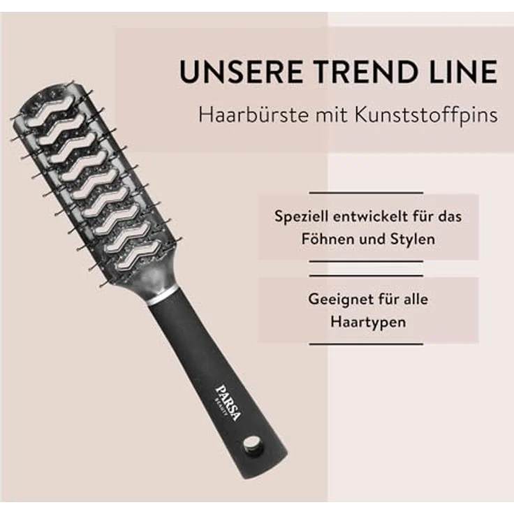 Parsa Beauty Haarbürste Trend Line Föhnbürste Mit Kunststoffpins Schwarz – Bild 4