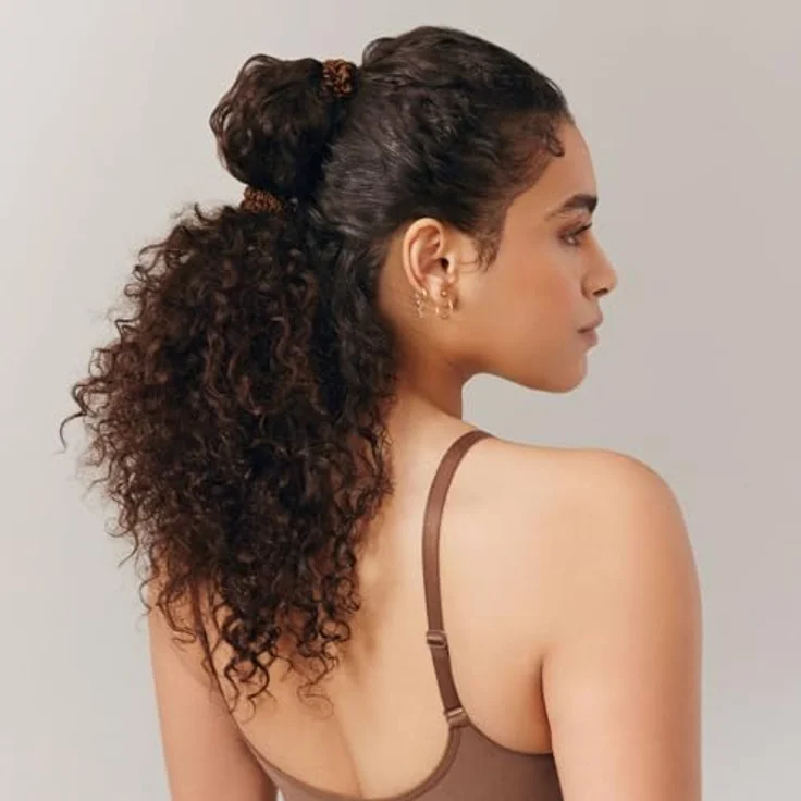 Slip Silk Skinny Scrunchies - vierteiliges Zopfgummi Set aus Seide - haarschonende Haargummis gegen Haarbruch - aus 100% Maulbeerseide - 1 x 4 Stück - Dunkelbraun – Bild 4